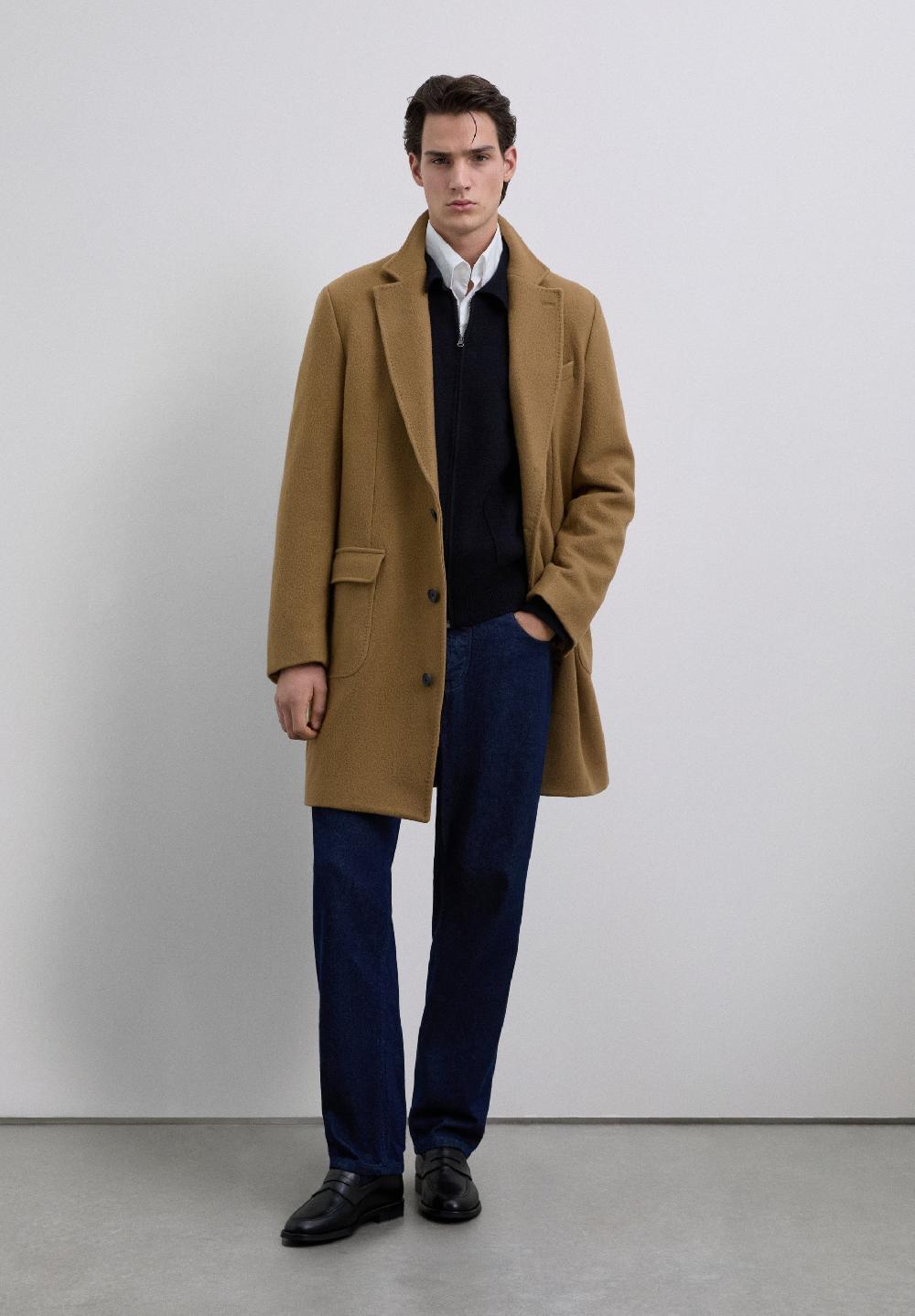 scalpers LONG WOOL LAPEL COLLAR COAT CAMEL