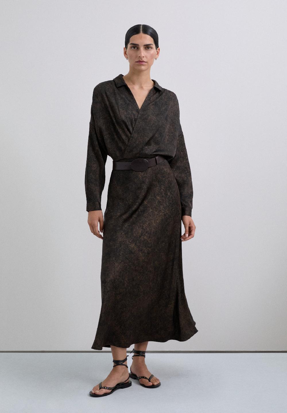 Scalpers MARBLEISED SATIN SKIRT BLACK