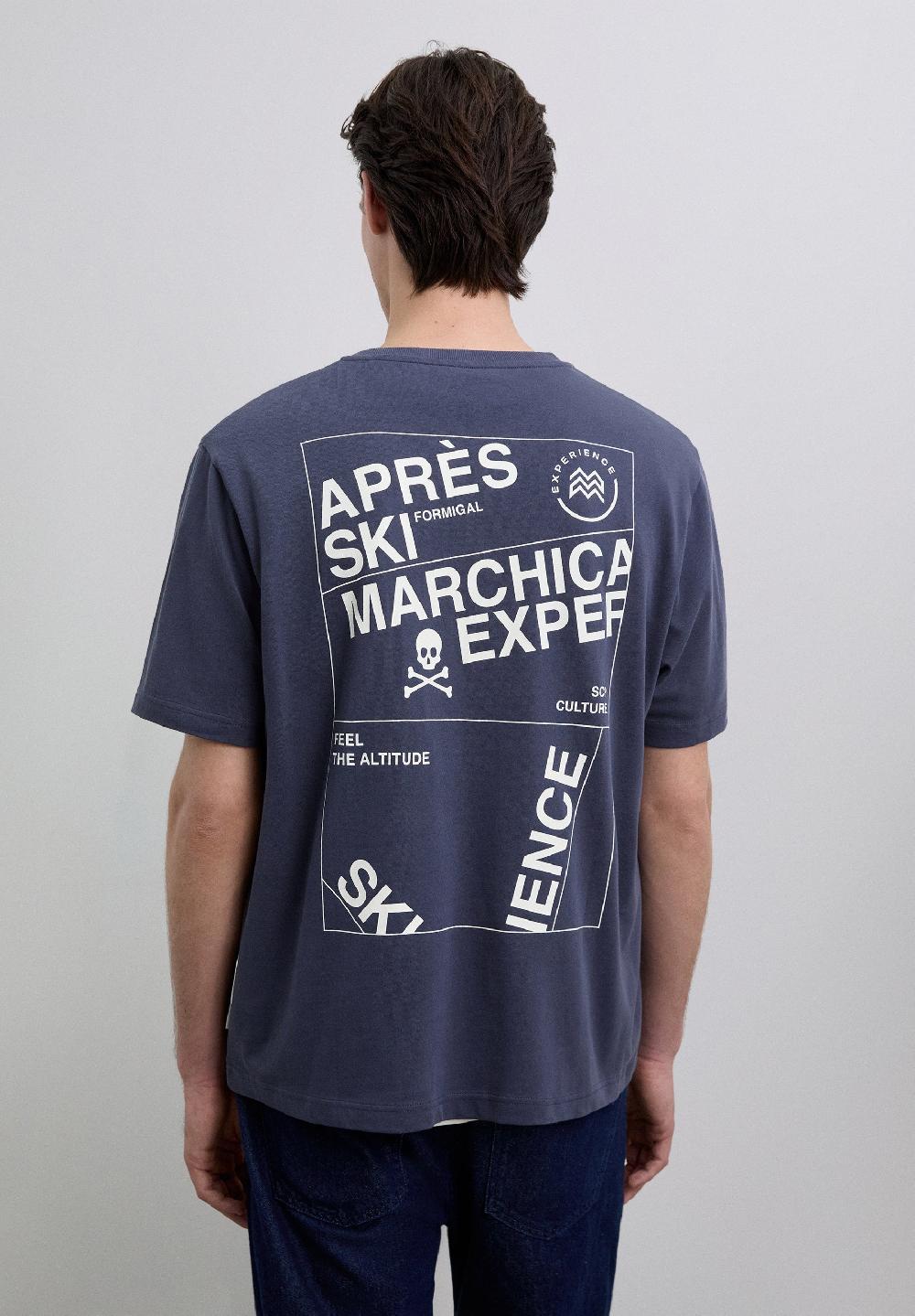 Scalpers MARCHICA & SCALPERS PRINTED T-SHIRT NAVY
