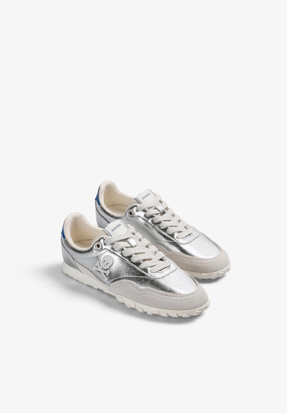 Scalpers METALLIC LOGO SNEAKERS SILVER