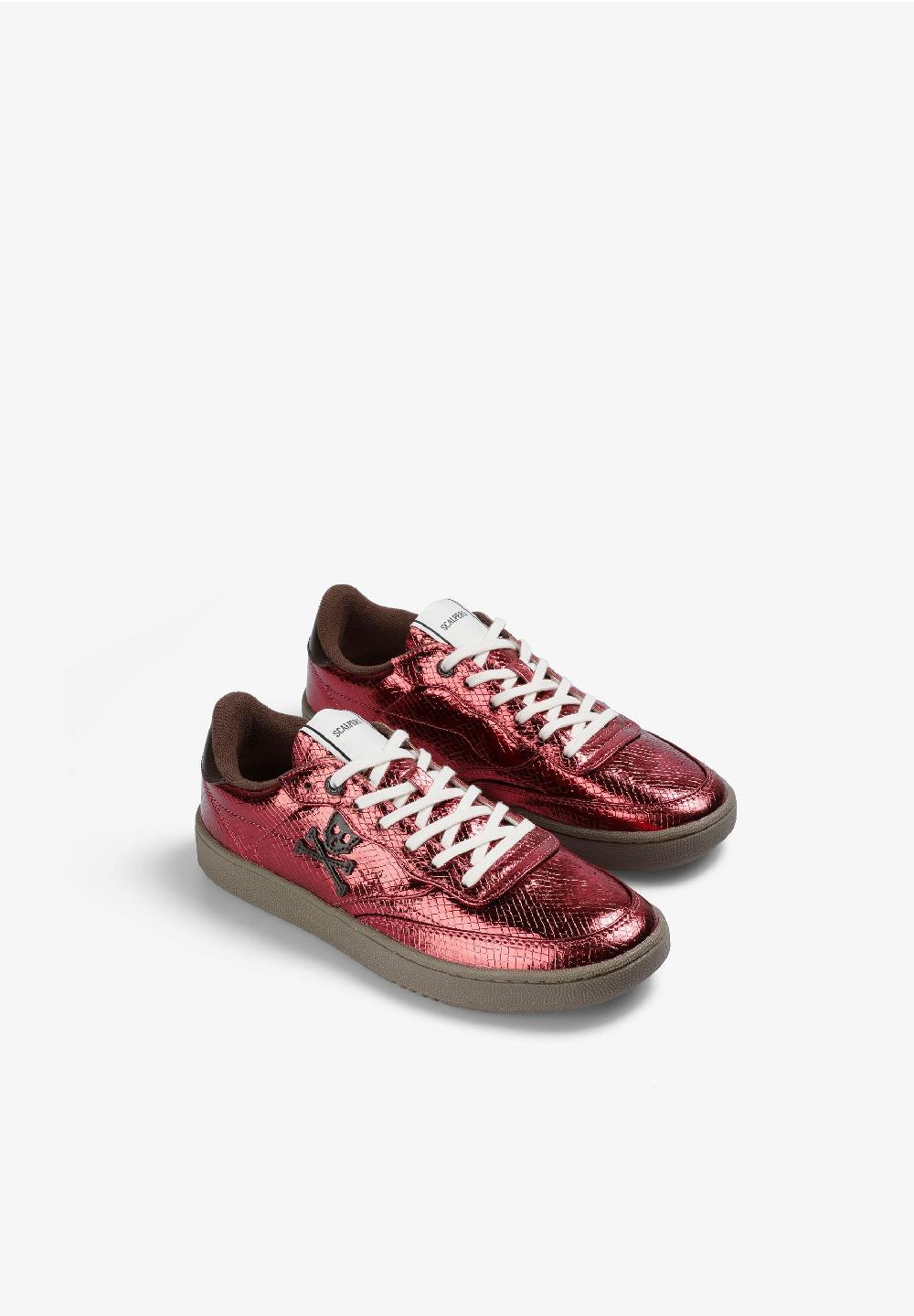 Scalpers METALLIC SNAKE TEXTURE SNEAKERS RED