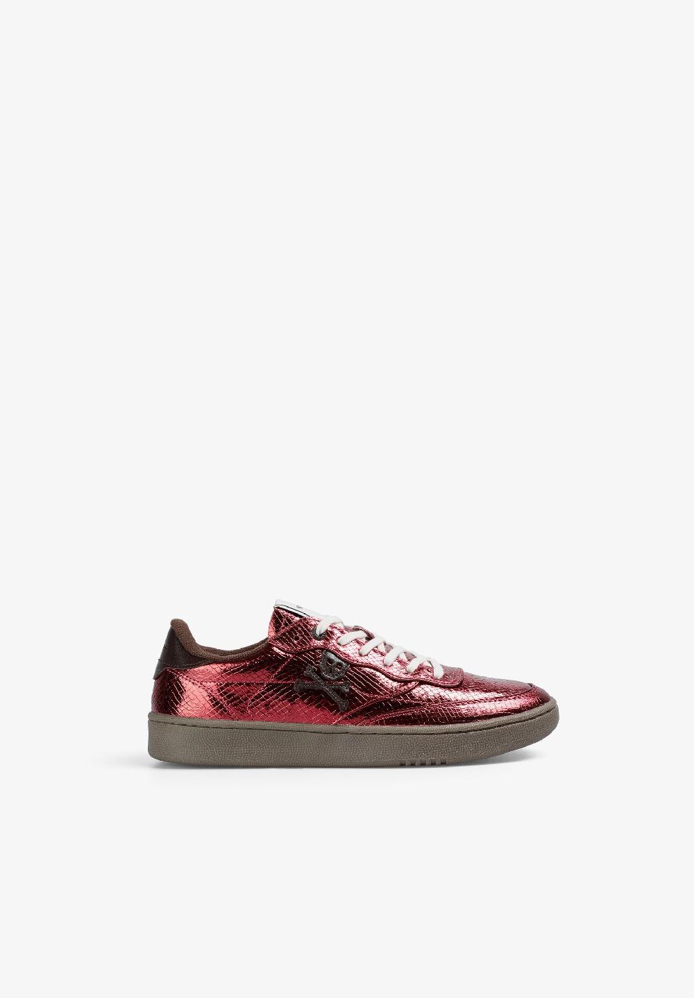 scalpers METALLIC SNAKE TEXTURE SNEAKERS RED