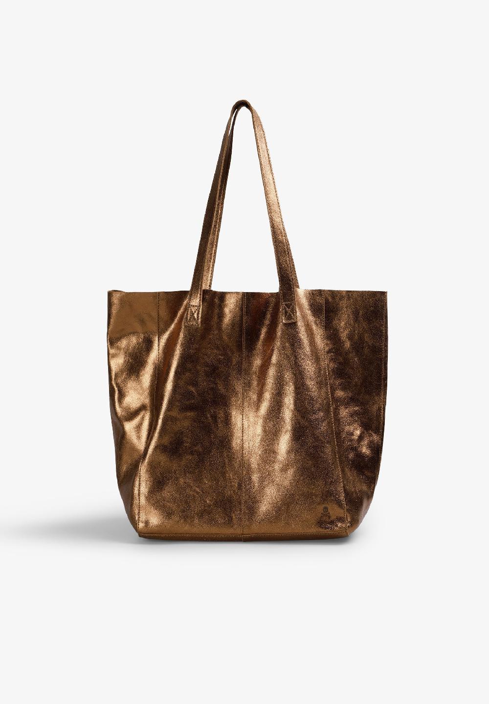 Scalpers METALLIC SUEDE TOTE BAG GOLD