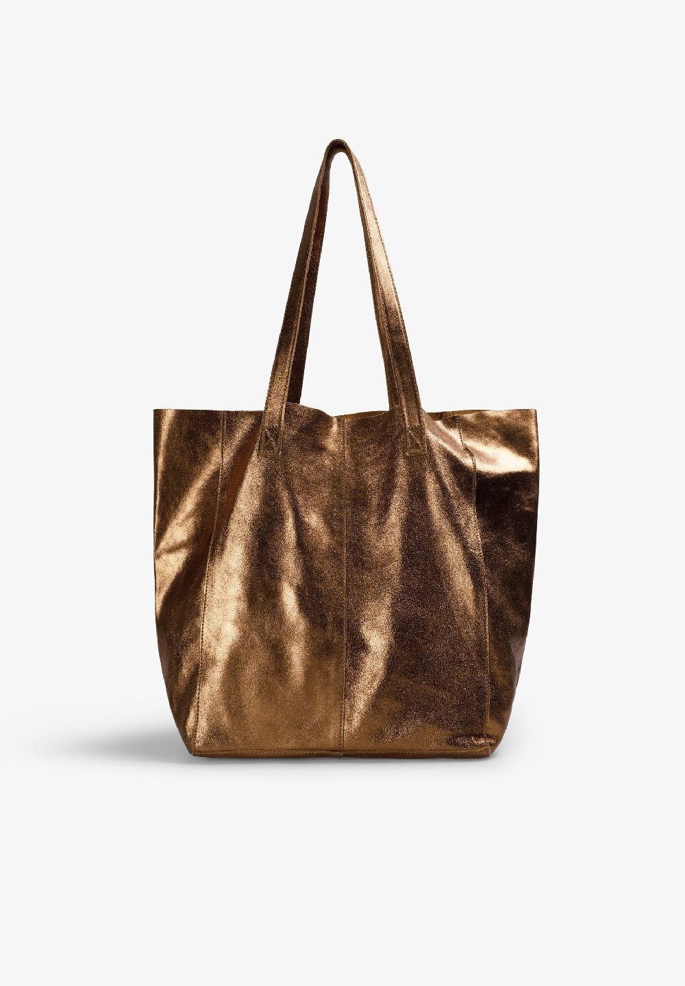Scalpers METALLIC SUEDE TOTE BAG GOLD