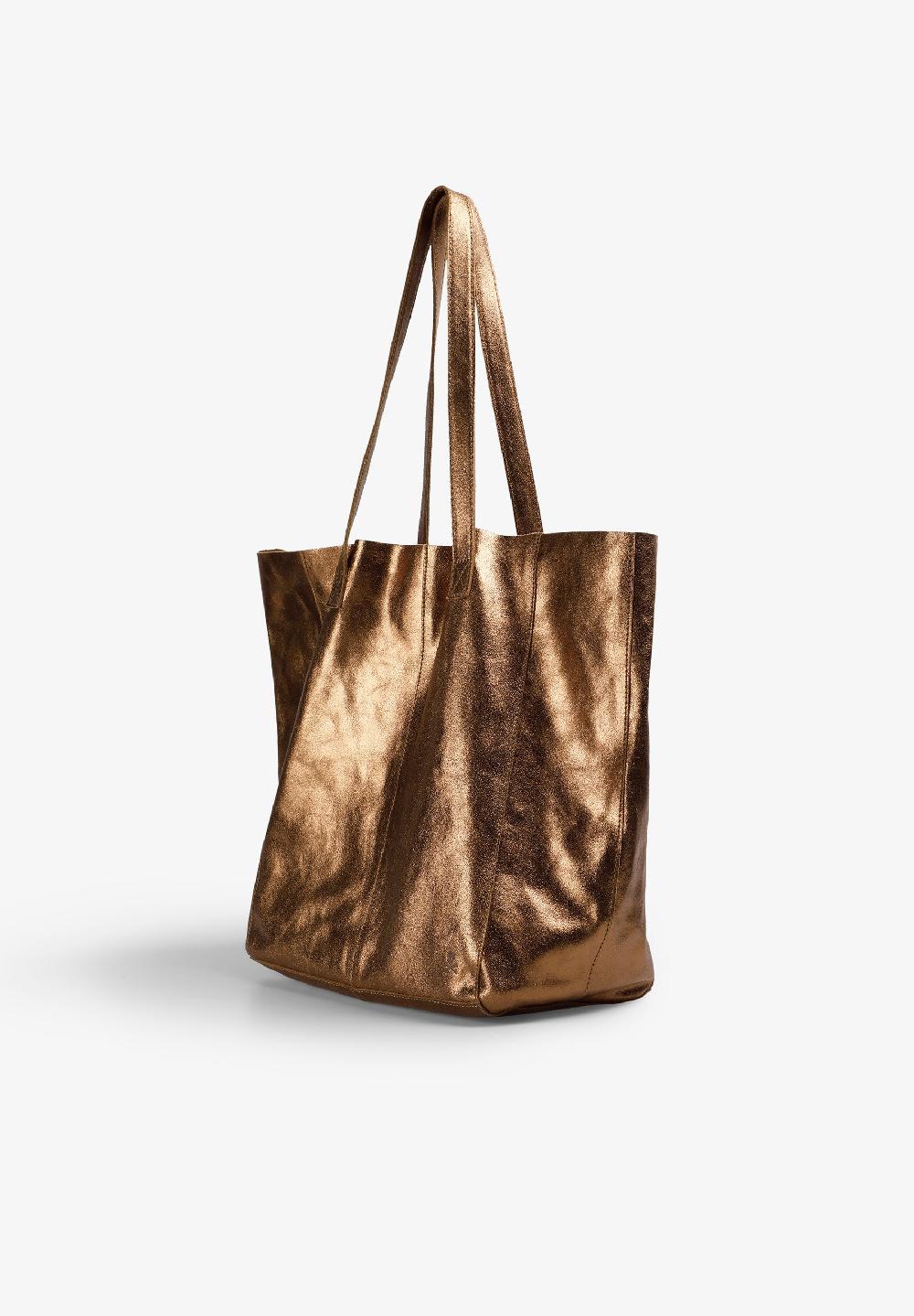 Scalpers METALLIC SUEDE TOTE BAG GOLD