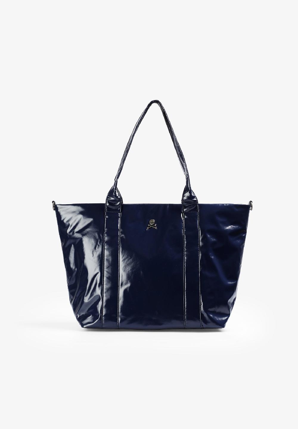 Scalpers METALLIC TOTE BAG WITH LOGO NAVY