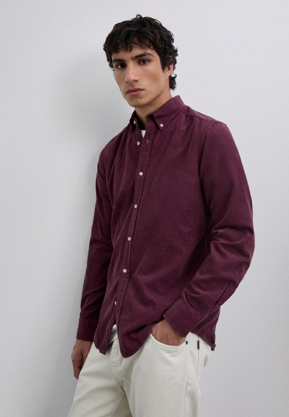 Scalpers MICRO-CORDUROY SKULL SHIRT BURGUNDY