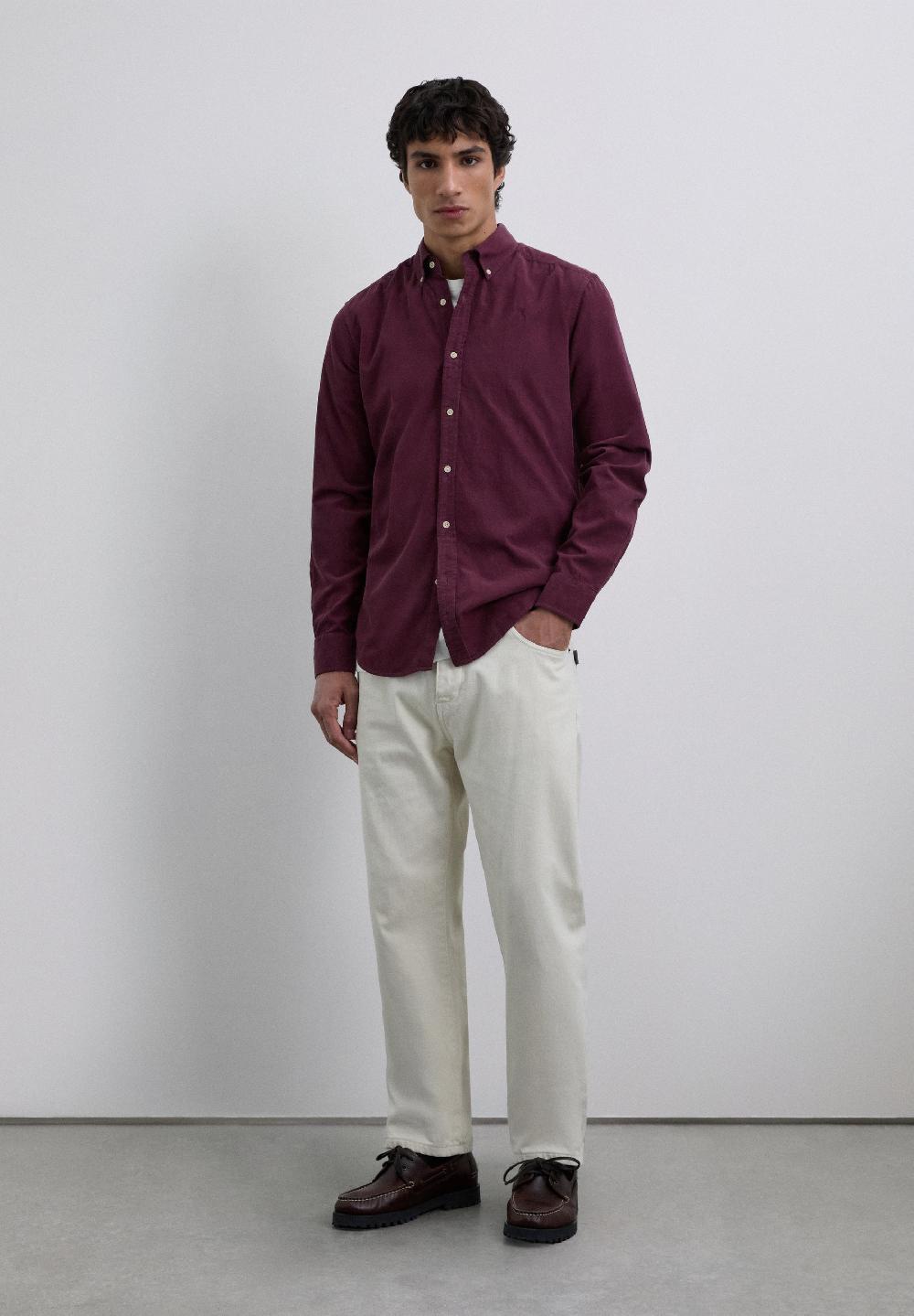 Scalpers MICRO-CORDUROY SKULL SHIRT BURGUNDY