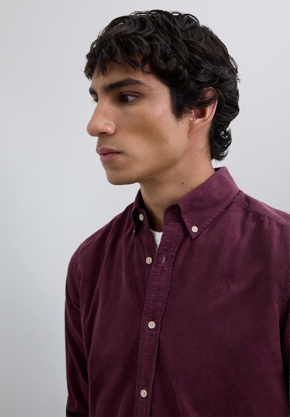 Scalpers MICRO-CORDUROY SKULL SHIRT BURGUNDY