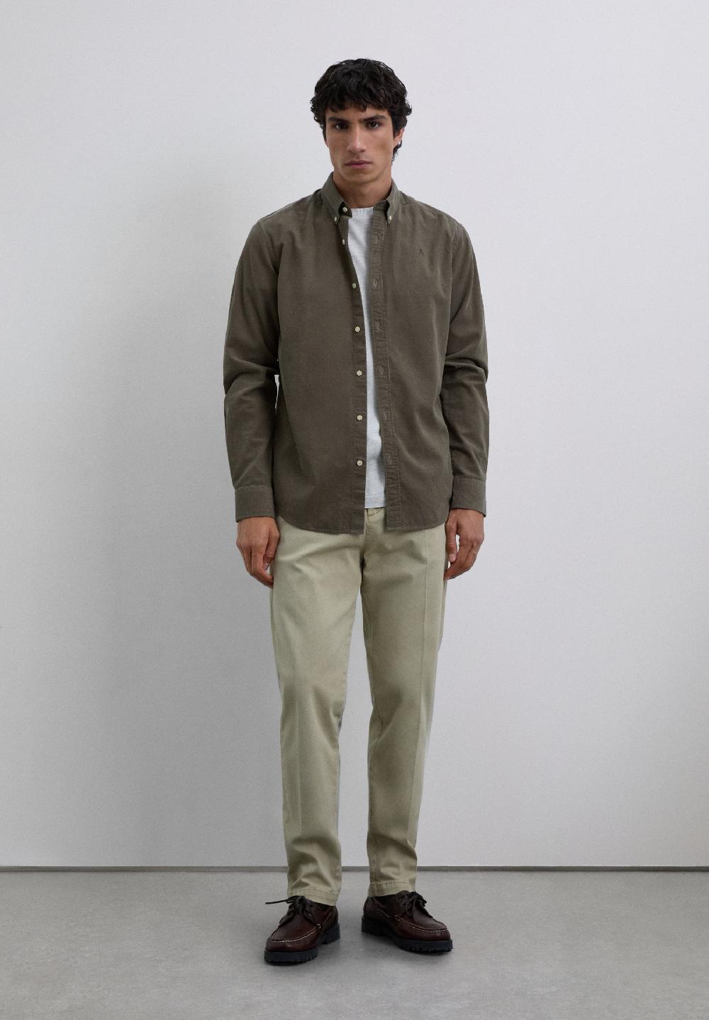 Scalpers MICRO-CORDUROY SKULL SHIRT KHAKI