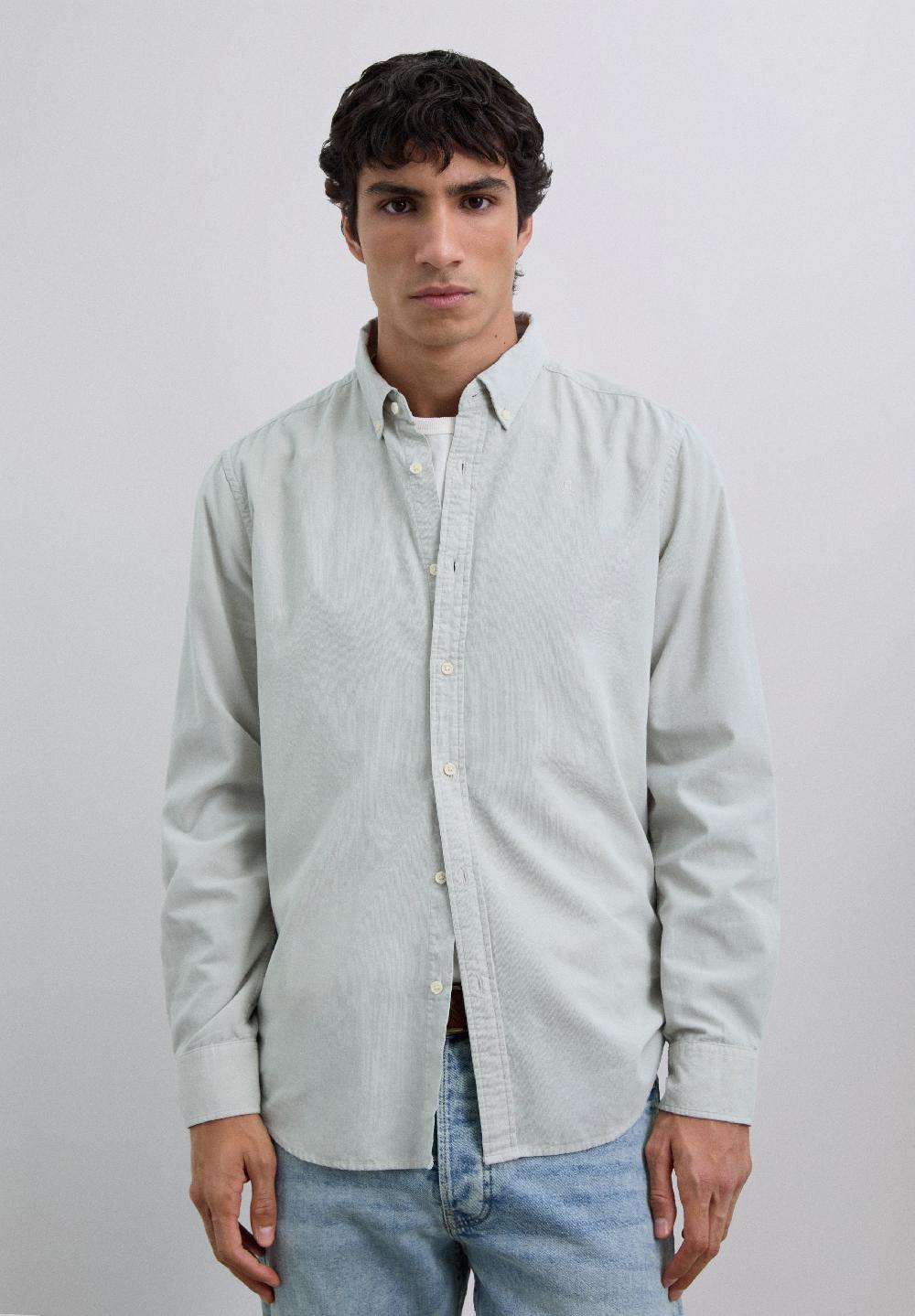 Scalpers MICRO-CORDUROY SKULL SHIRT LIGHT GREY