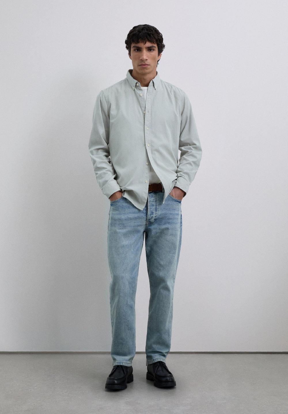 scalpers MICRO-CORDUROY SKULL SHIRT LIGHT GREY