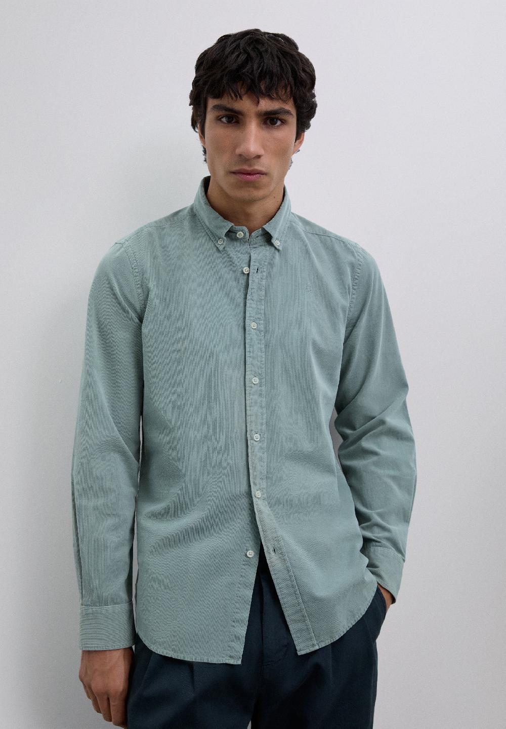 Scalpers MICRO-CORDUROY SKULL SHIRT LIGHT KHAKI