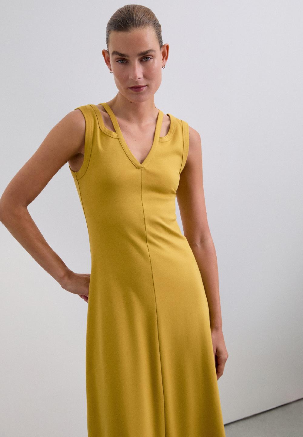 scalpers MIDI CUT OUT DRESS MUSTARD