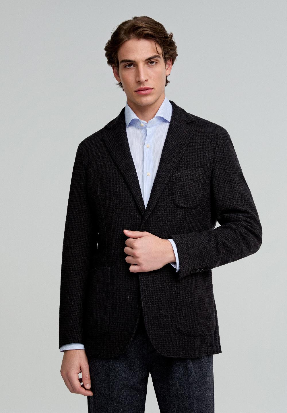Scalpers MINI CHECK WOOL BLAZER BROWN