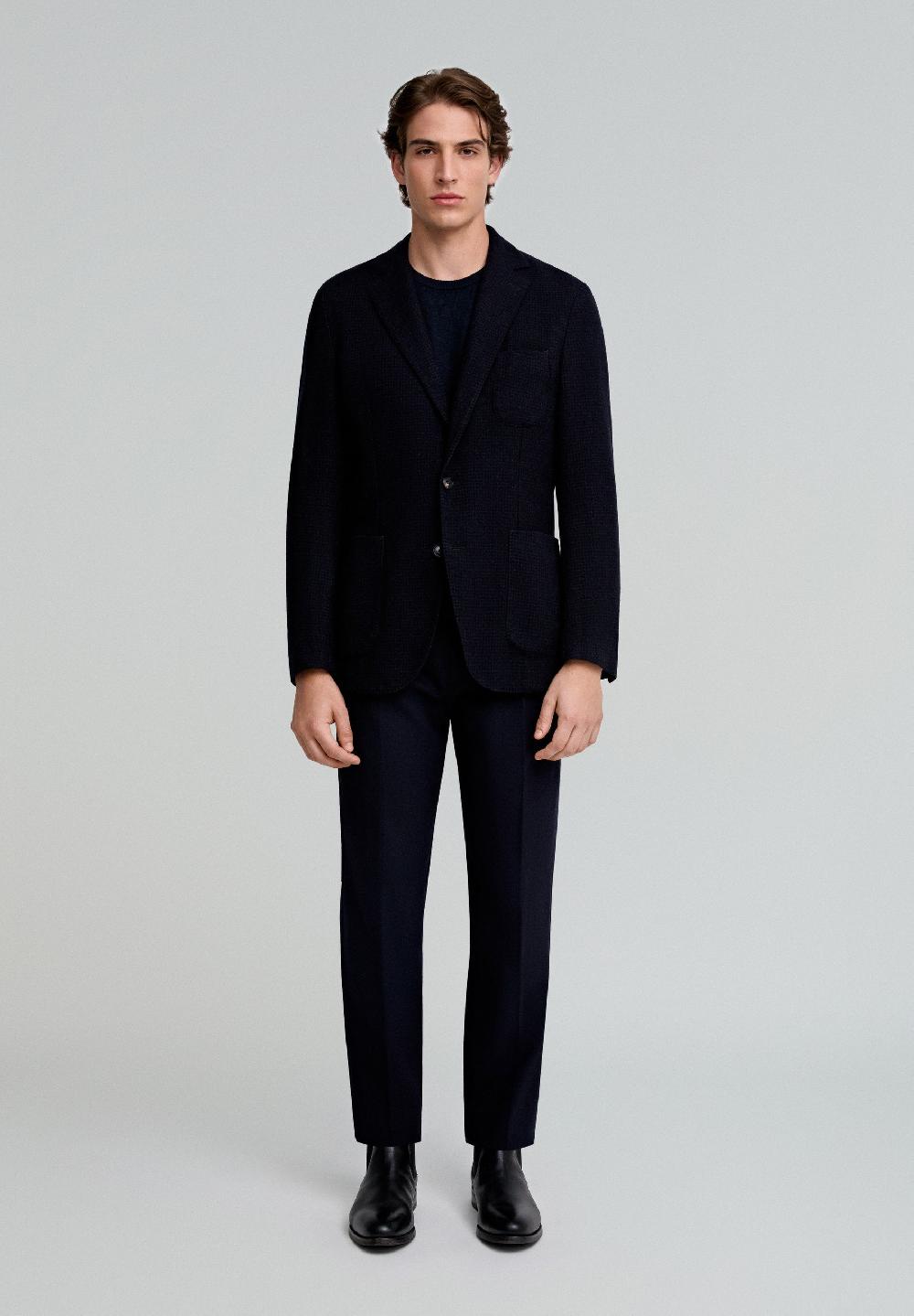 Scalpers MINI CHECK WOOL BLAZER DARK NAVY
