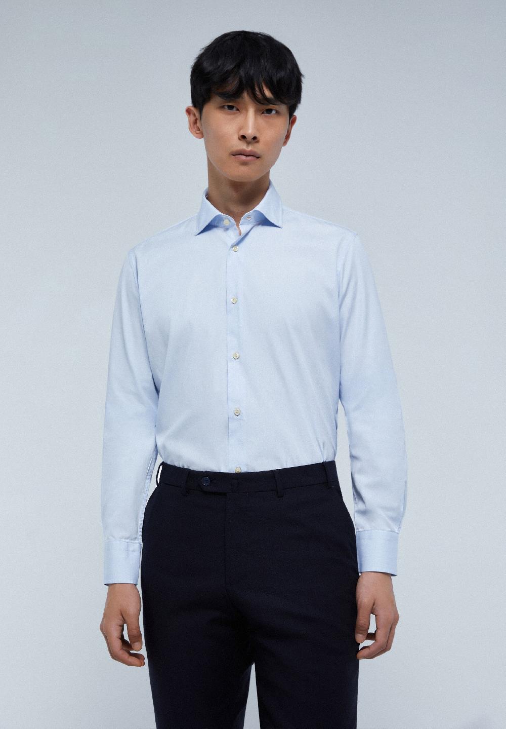 Scalpers MIXED CUFF DRESS SHIRT SKYBLUE