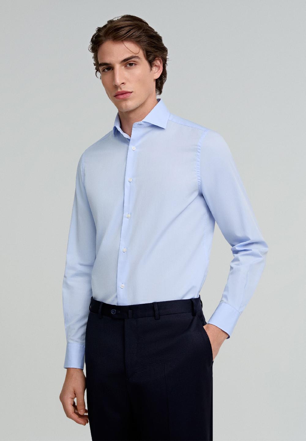 Scalpers MIXED CUFF DRESS SHIRT SKYBLUE