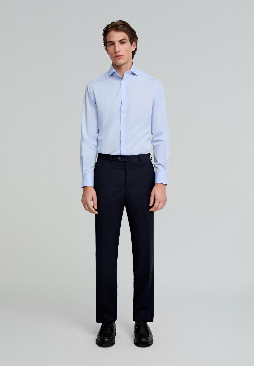 Scalpers MIXED CUFF DRESS SHIRT SKYBLUE