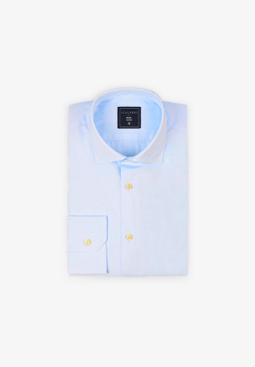 scalpers MIXED CUFF DRESS SHIRT SKYBLUE