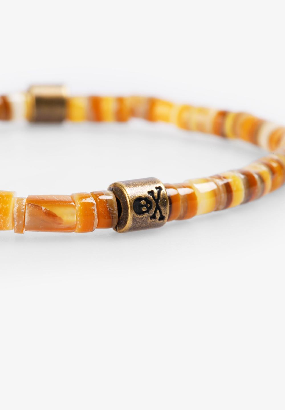 Scalpers NATURAL STONE SKULL BRACELET MUSTARD