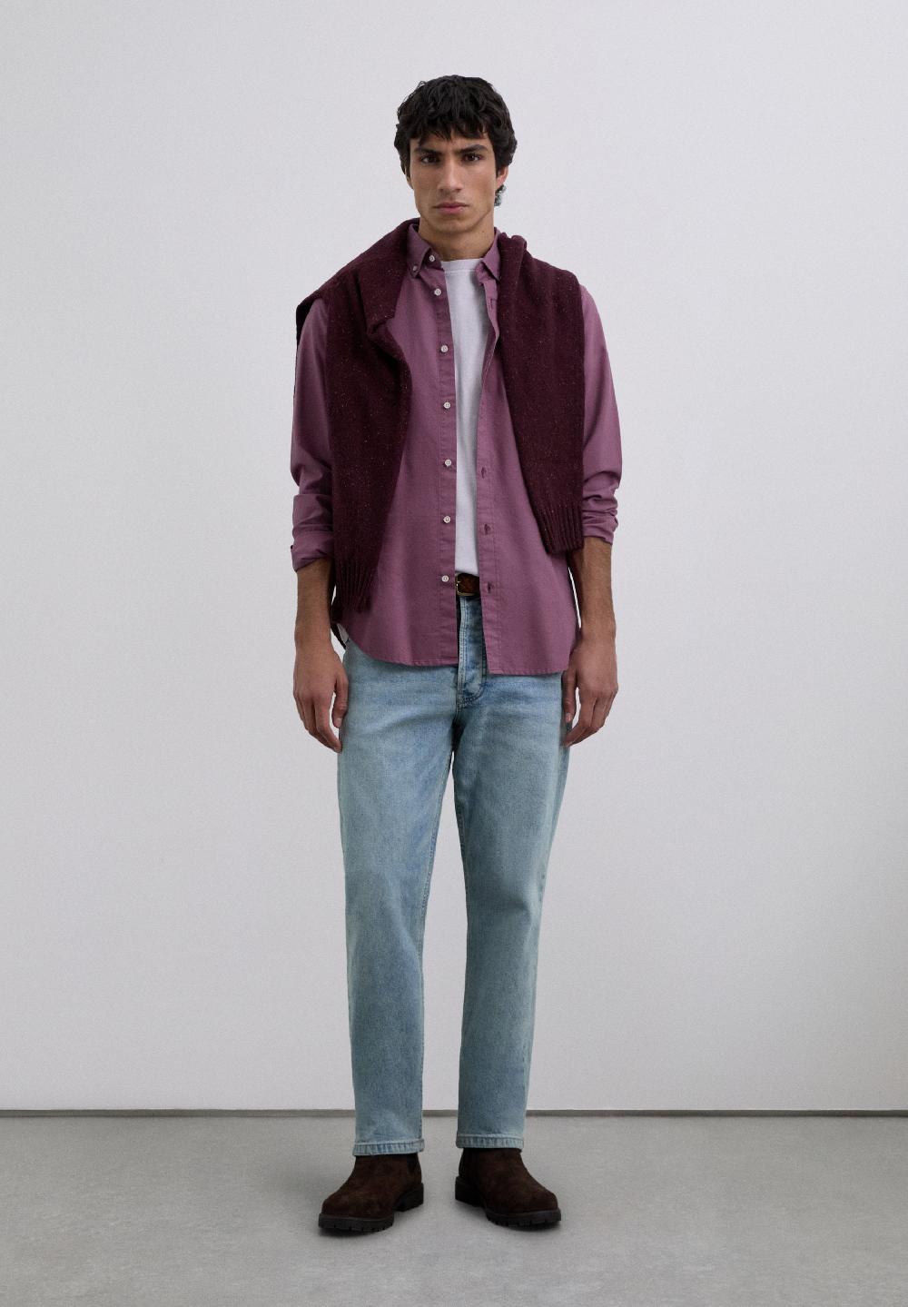 scalpers OXFORD SHIRT WITH LOGO POCKET BURGUNDY