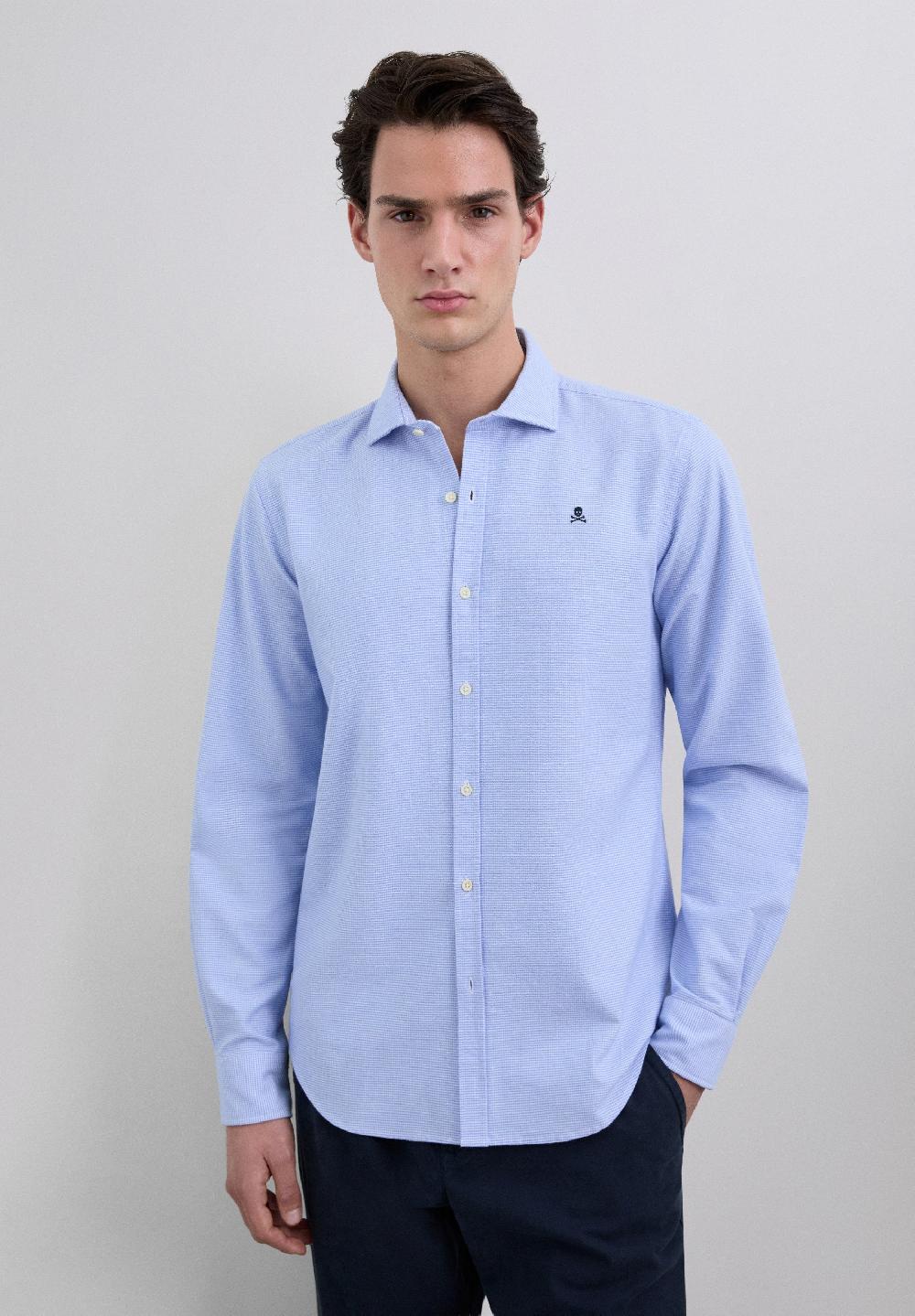 scalpers OXFORD SHIRT WITH SKULL BLUE CHECK