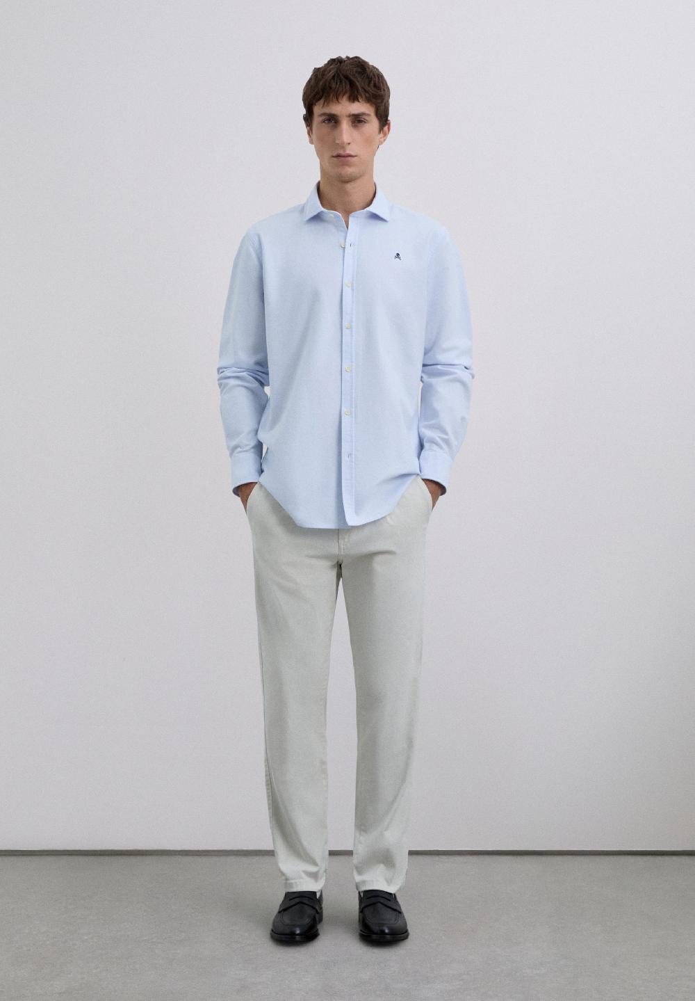 Scalpers OXFORD SHIRT WITH SKULL SKYBLUE