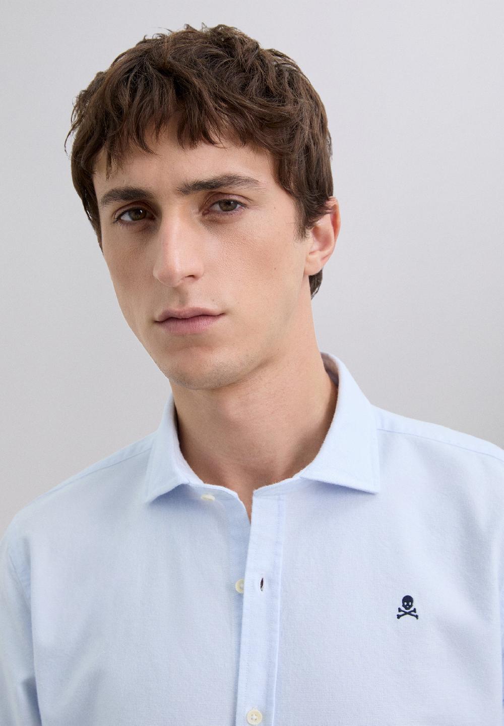 Scalpers OXFORD SHIRT WITH SKULL SKYBLUE
