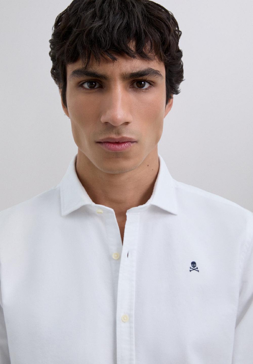 Scalpers OXFORD SHIRT WITH SKULL WHITE