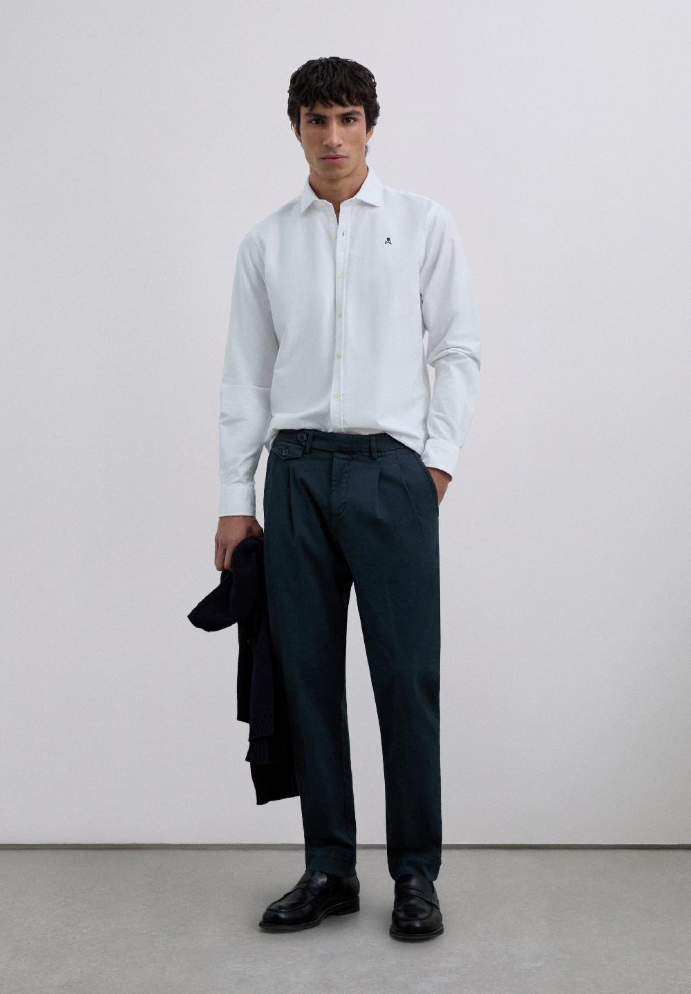 Scalpers OXFORD SHIRT WITH SKULL WHITE