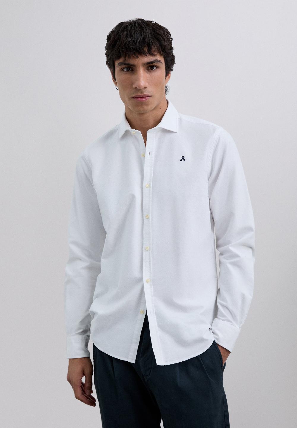 Scalpers OXFORD SHIRT WITH SKULL WHITE