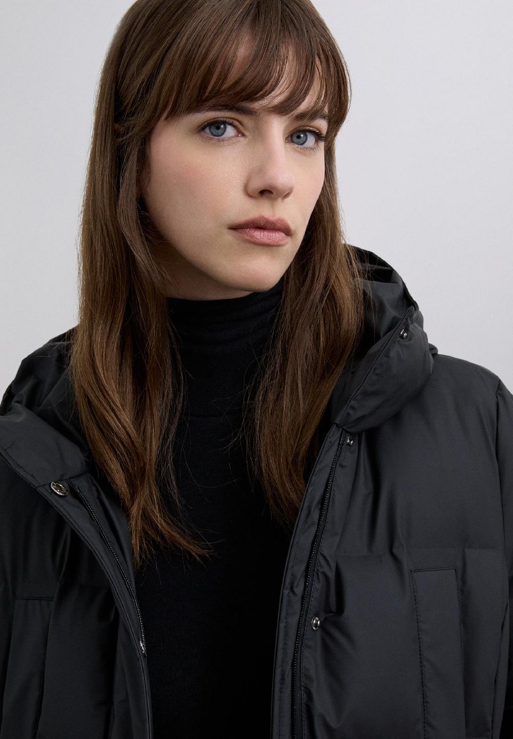 Scalpers PADDED THREE QUARTER LENGTH COAT BLACK