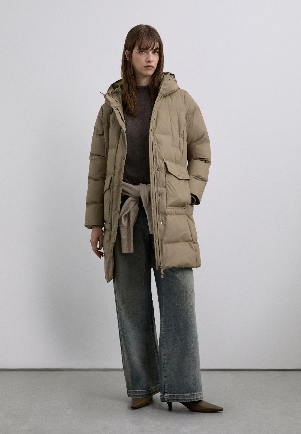 Scalpers PADDED THREE QUARTER LENGTH COAT TAUPE