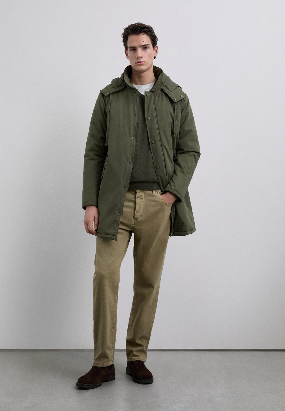 Scalpers PARKA WITH DETACHABLE HOOD DARK KHAKI