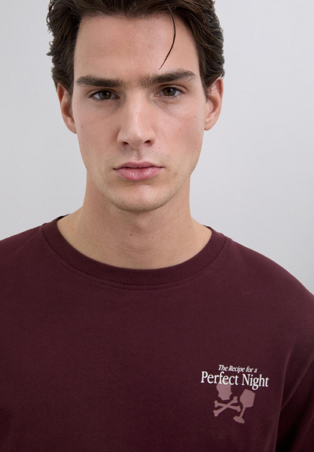 Scalpers PERFECT NIGHT PRINT T-SHIRT BURGUNDY