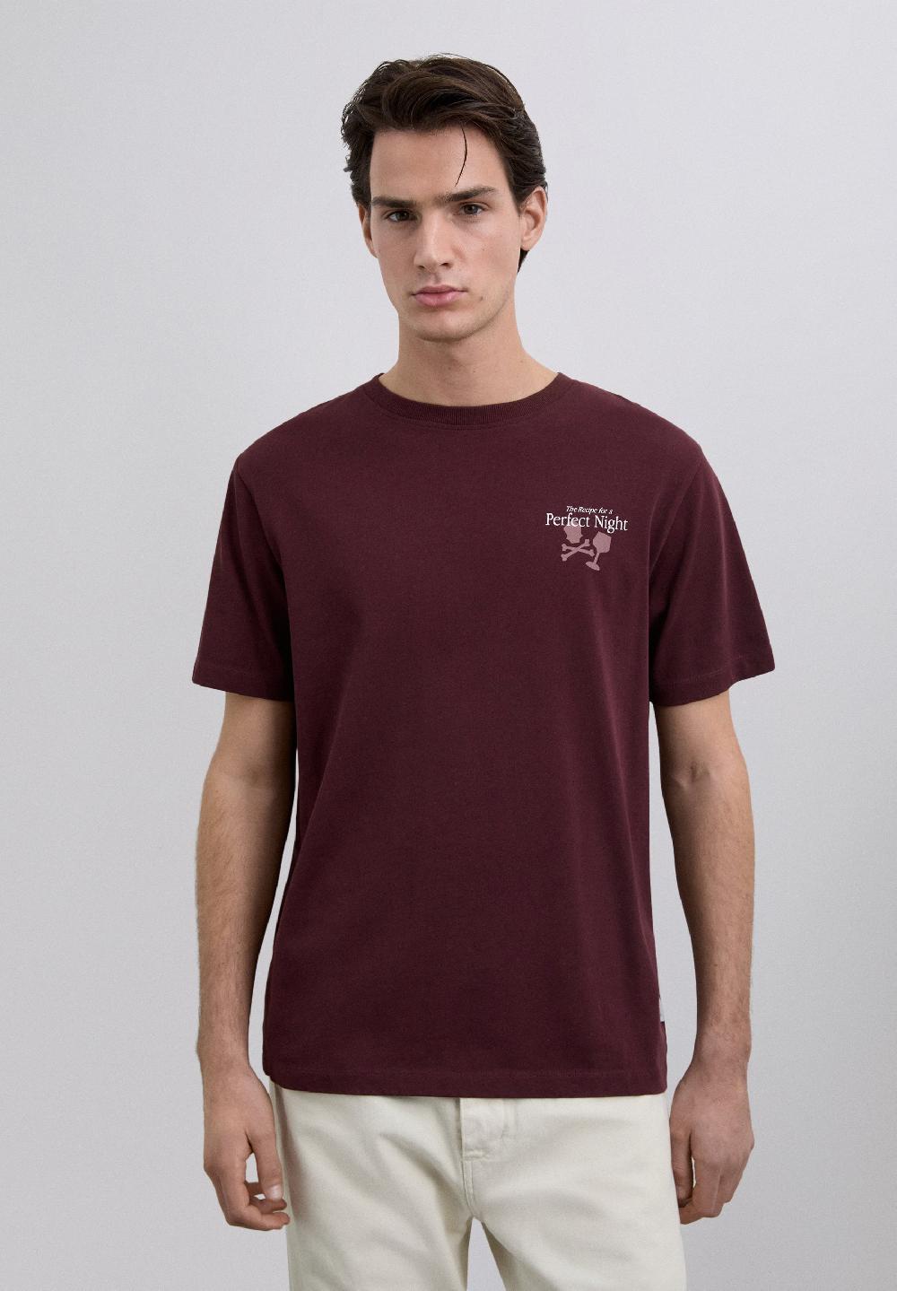 Scalpers PERFECT NIGHT PRINT T-SHIRT BURGUNDY