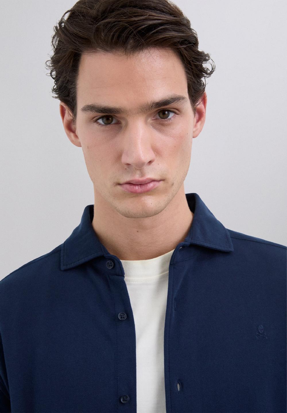 Scalpers PIQUE KNIT SHIRT NAVY