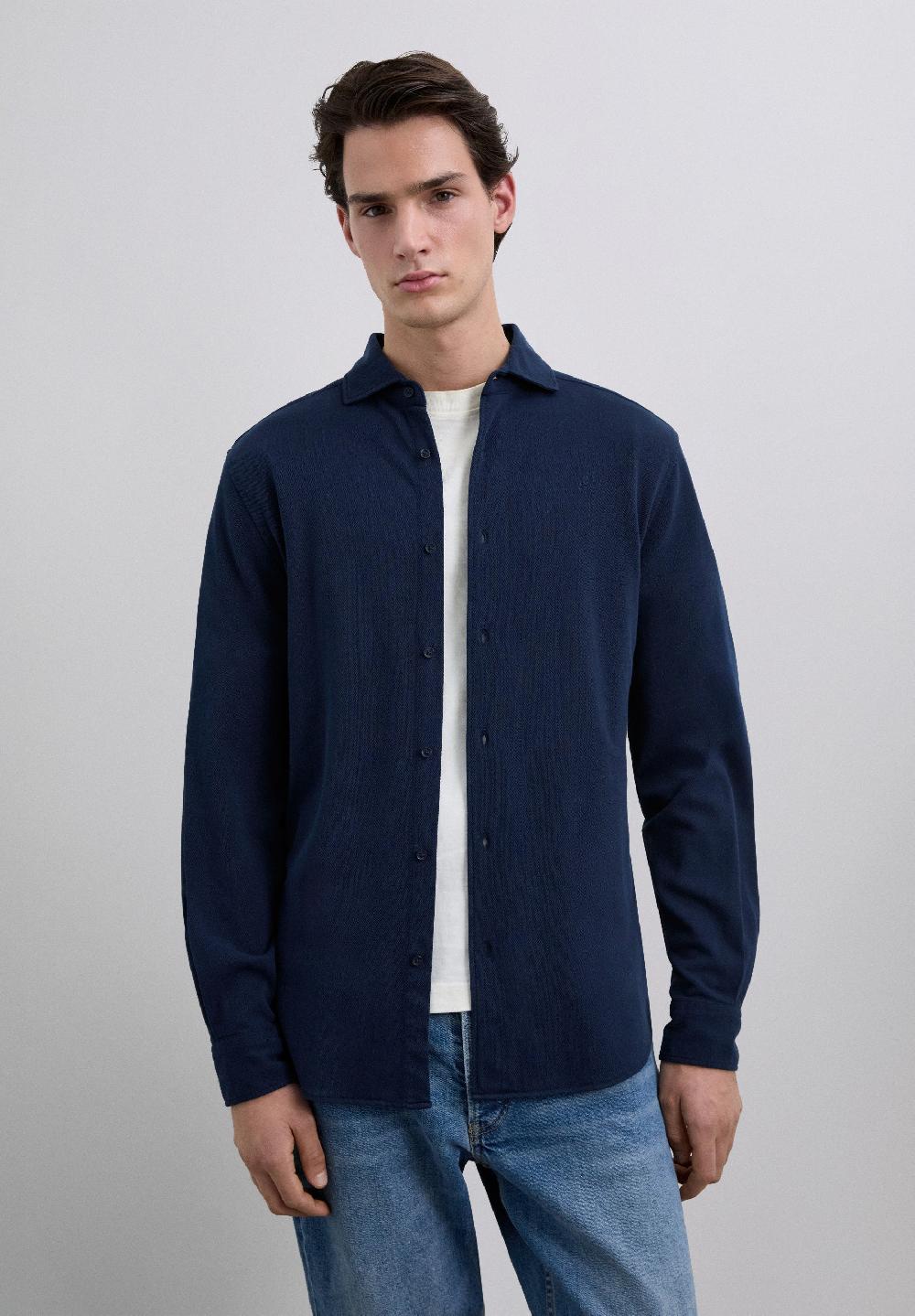 scalpers PIQUE KNIT SHIRT NAVY