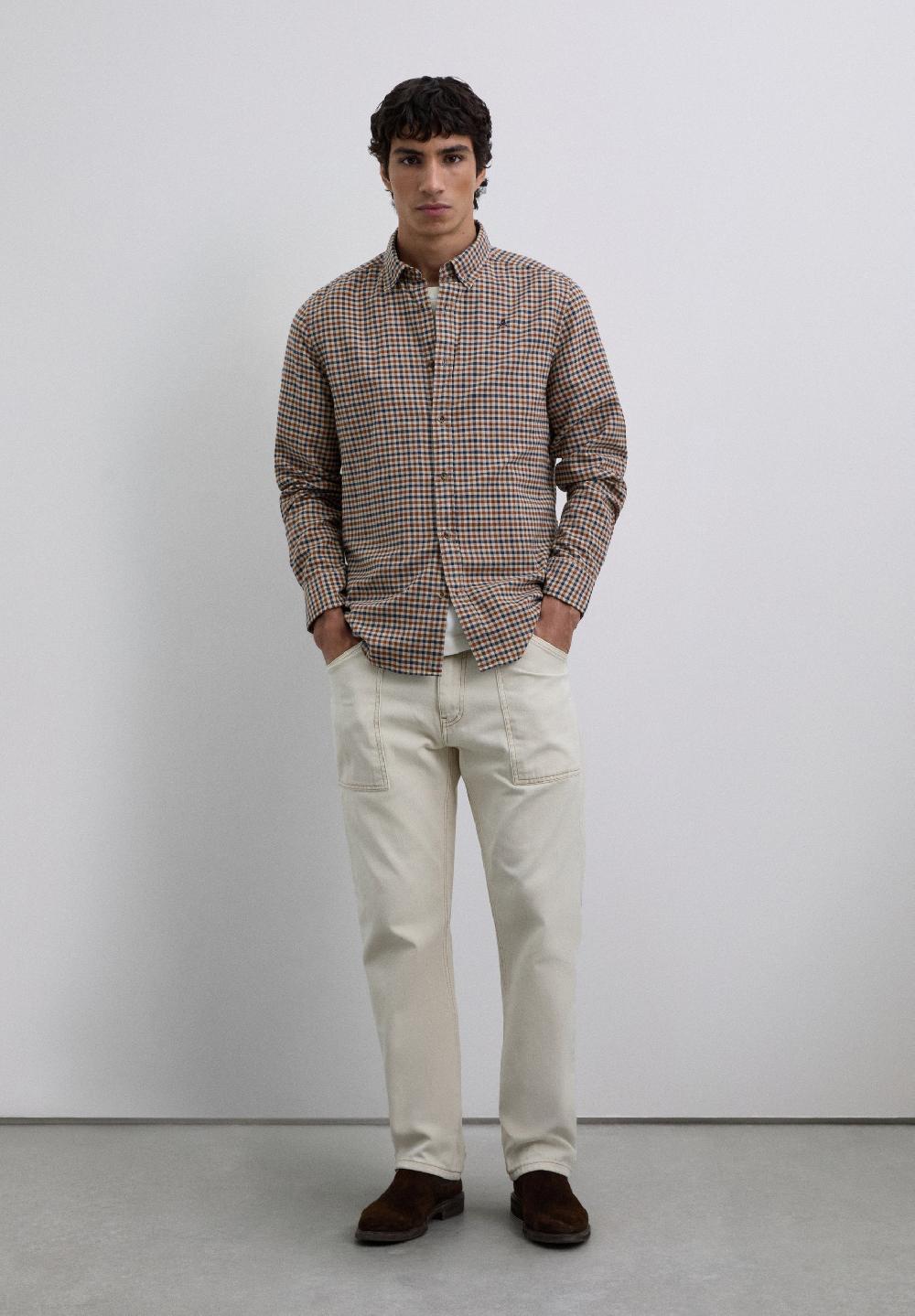 scalpers PLAID CHECK SHIRT TAUPE CHECK