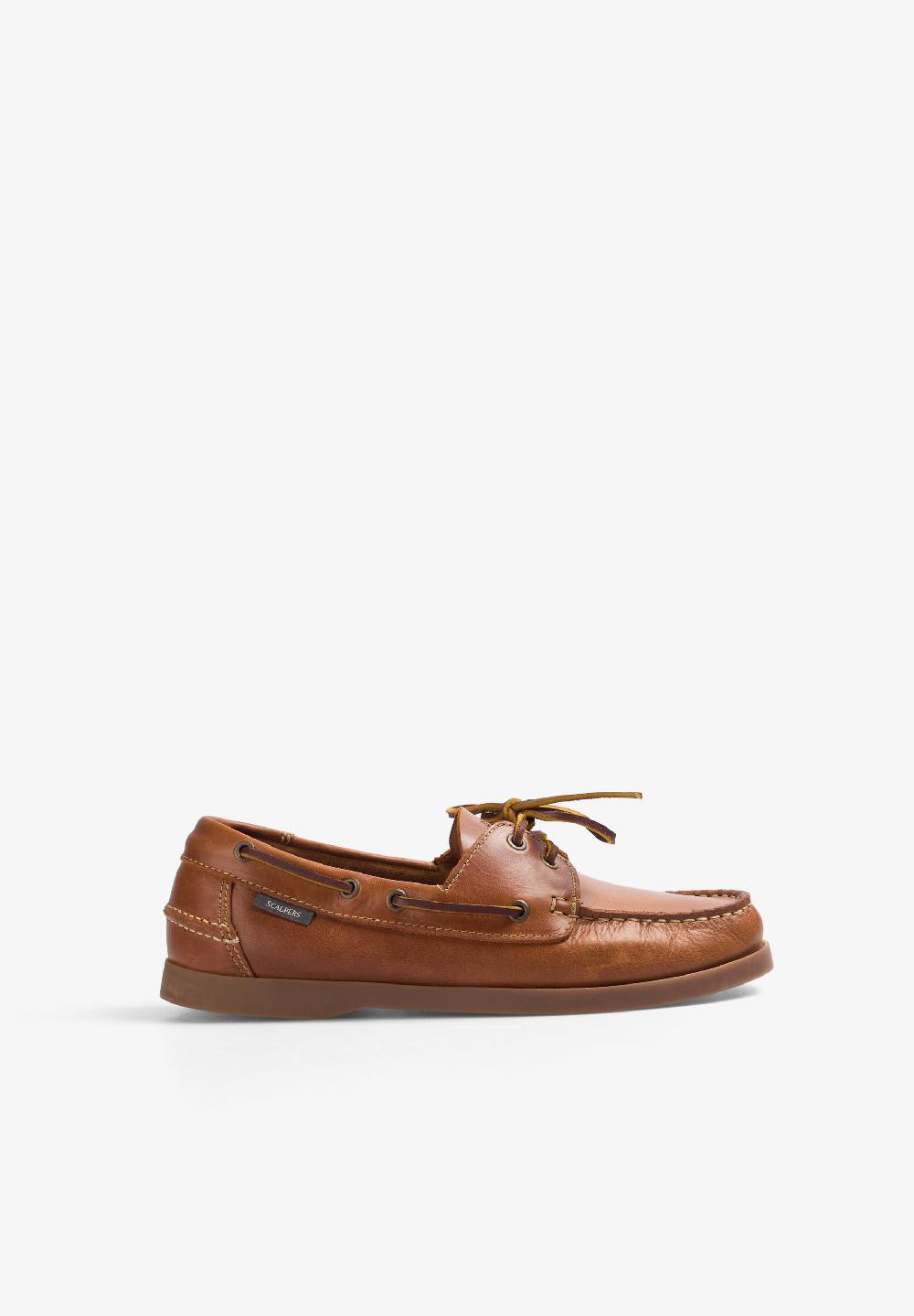 scalpers PLAIN LEATHER DECK SHOES BROWN