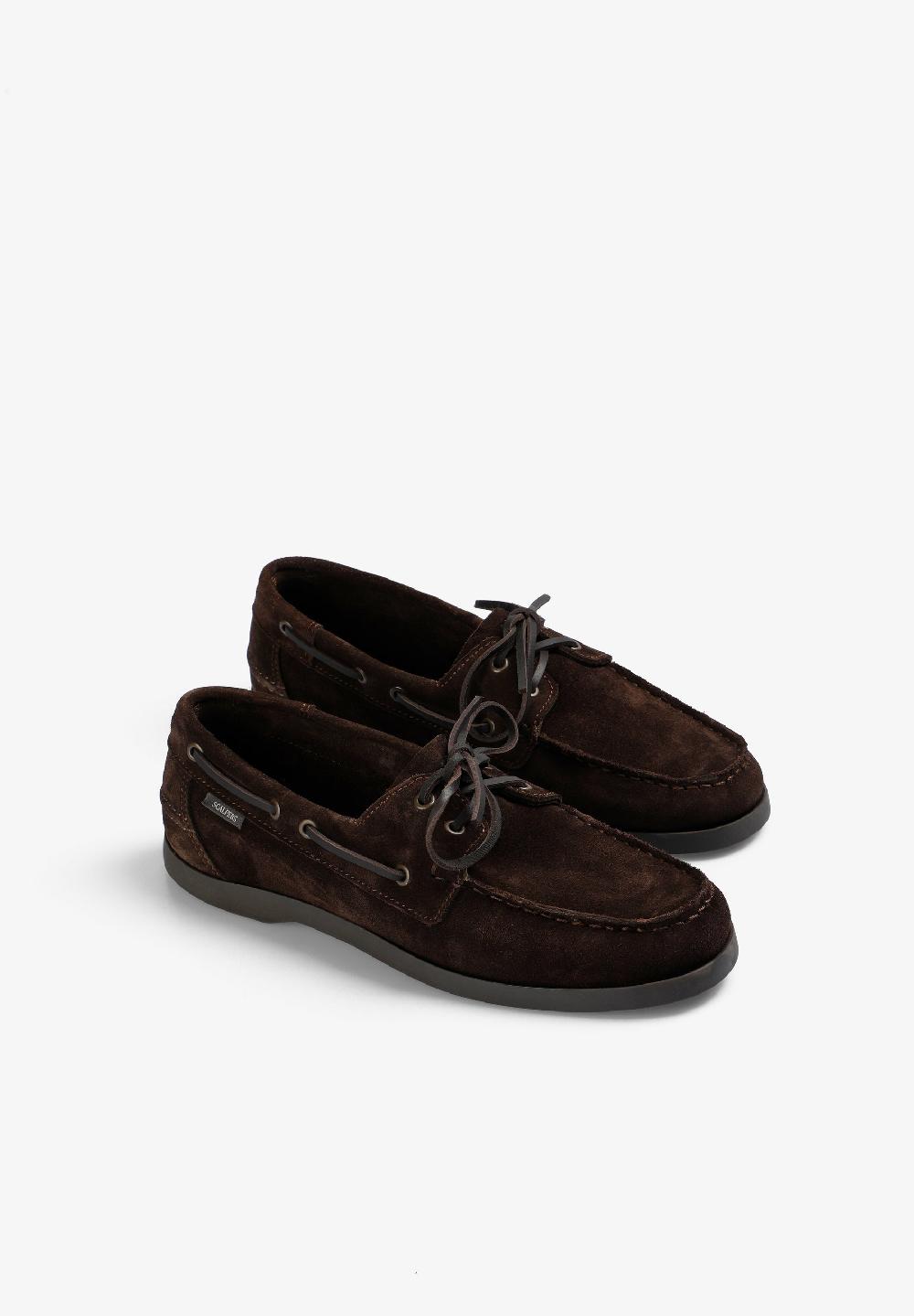 Scalpers PLAIN LEATHER DECK SHOES DARK BROWN