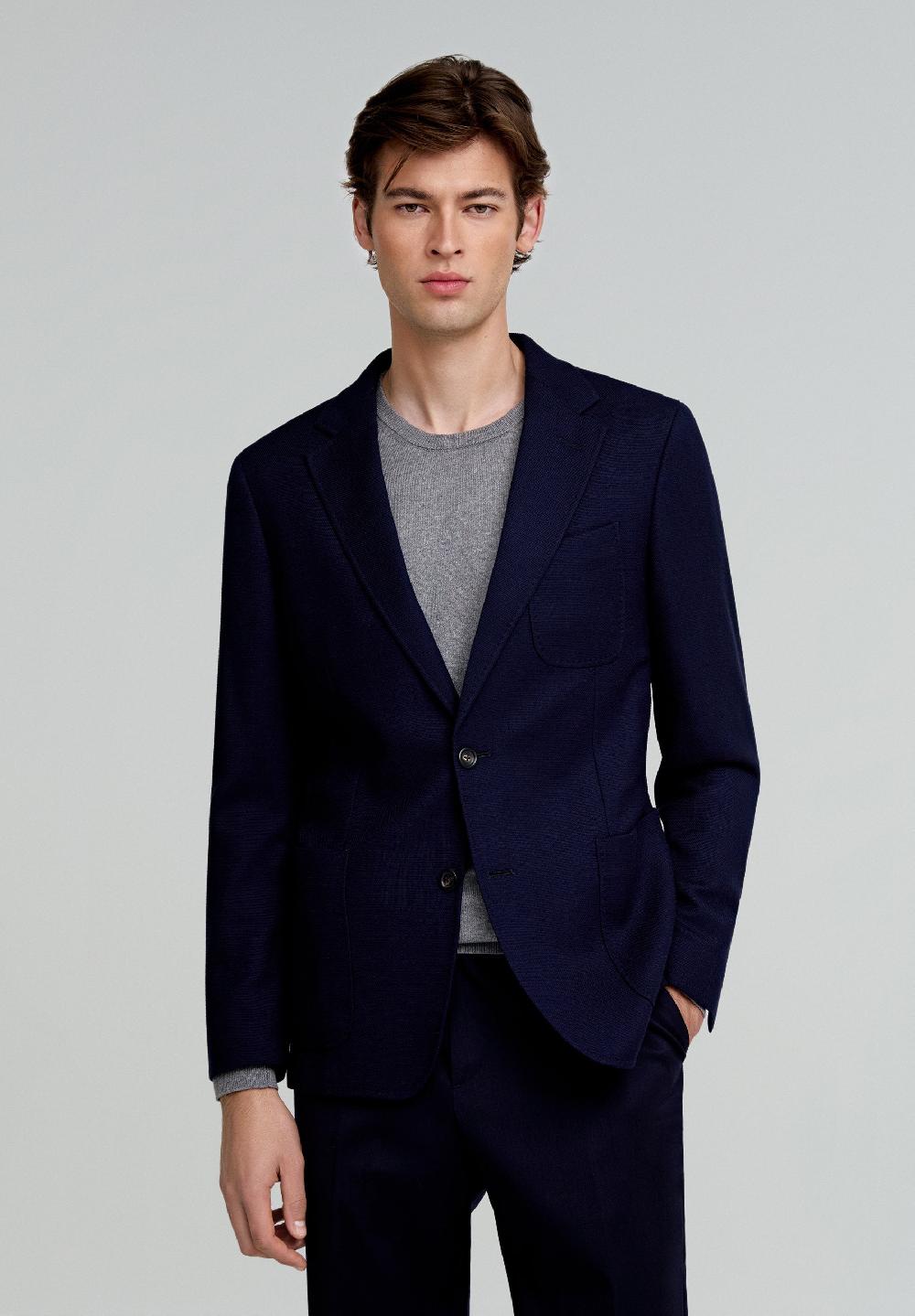 scalpers PLAIN WOOL BLAZER NAVY
