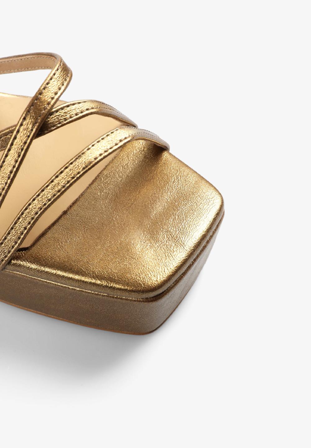 Scalpers PLATFORM HEELED SANDALS GOLD