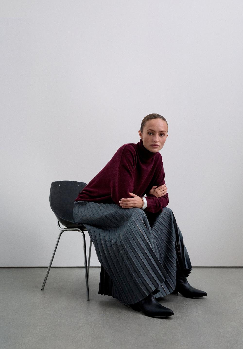 Scalpers PLEATED SKIRT WITH LUREX DETAILS GREY