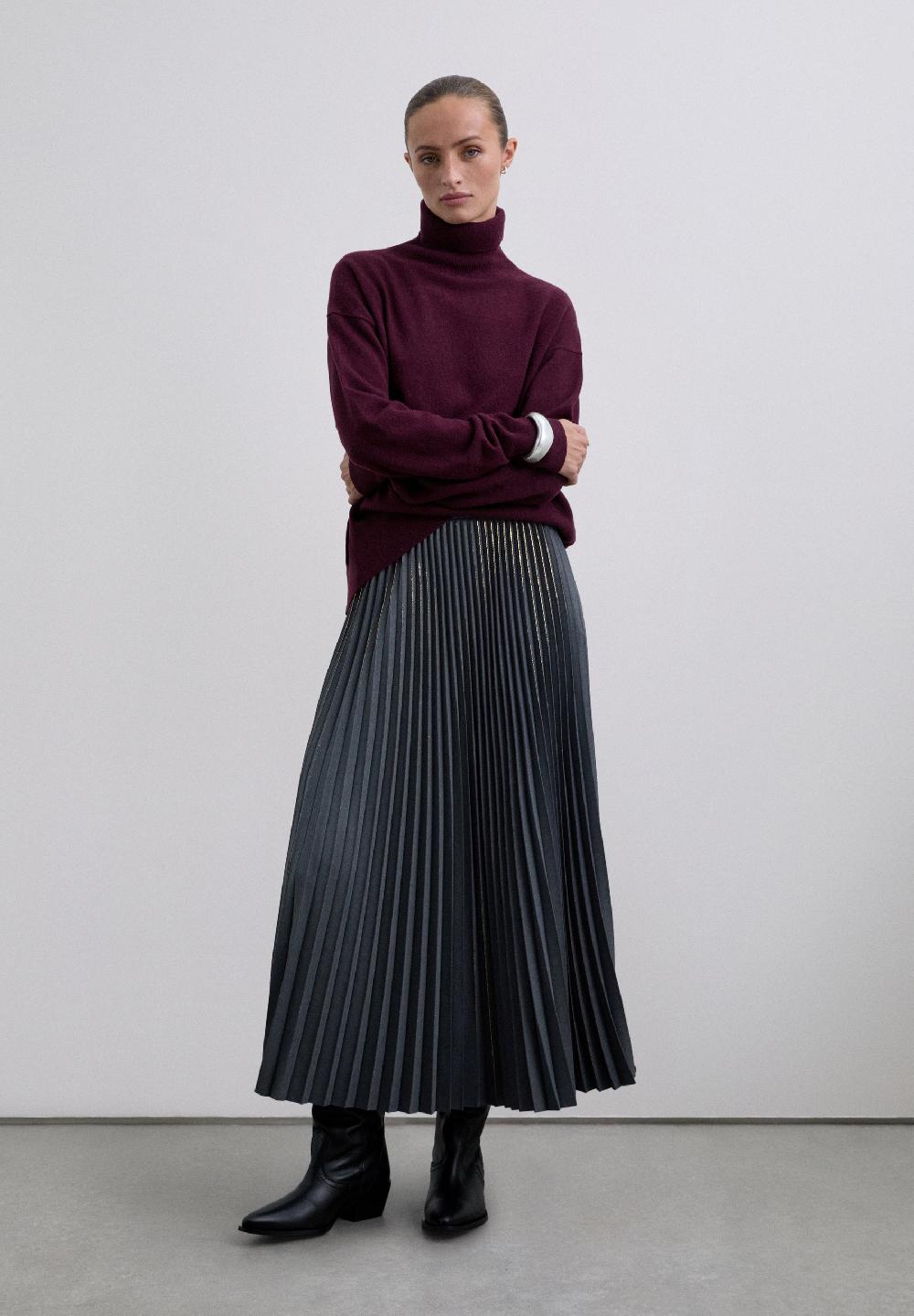 Scalpers PLEATED SKIRT WITH LUREX DETAILS GREY