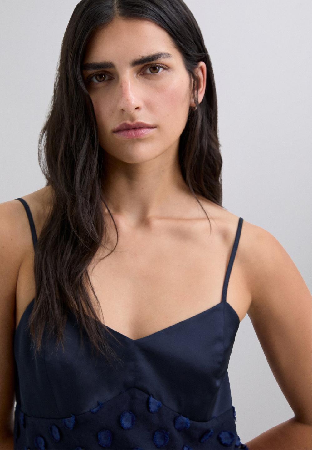 Scalpers POLKA DOT MIDI DRESS NAVY