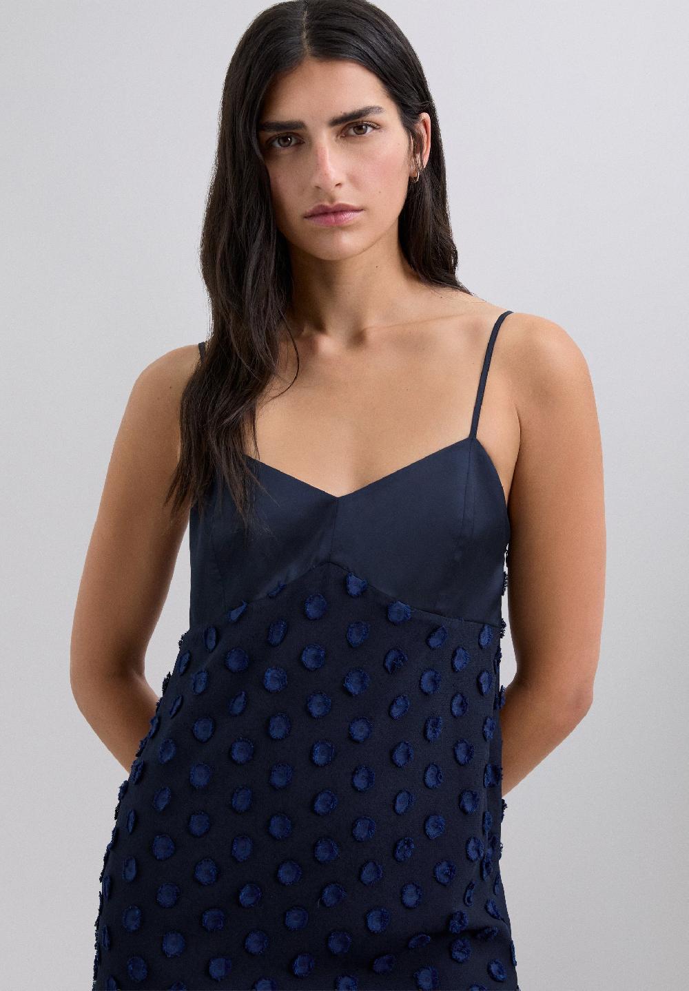 Scalpers POLKA DOT MIDI DRESS NAVY
