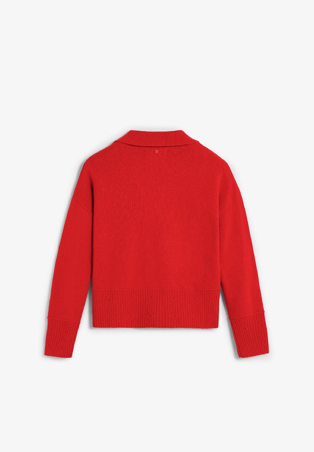 Scalpers POLO JUMPER WITH EMBOSSED DETAILS RED