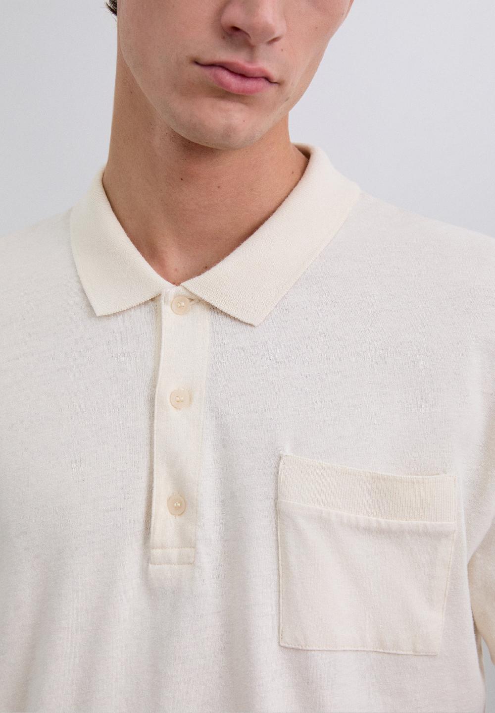Scalpers POLO SHIRT WITH FRONT POCKET CREAM